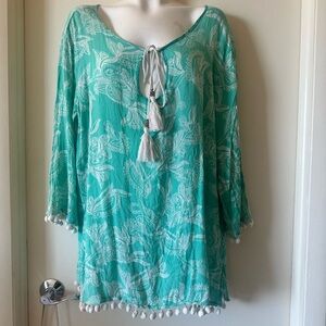 PRINCESS CRUISES Seagreen Paisley Floral Swirl Bathing / Swim Suit Coverup.